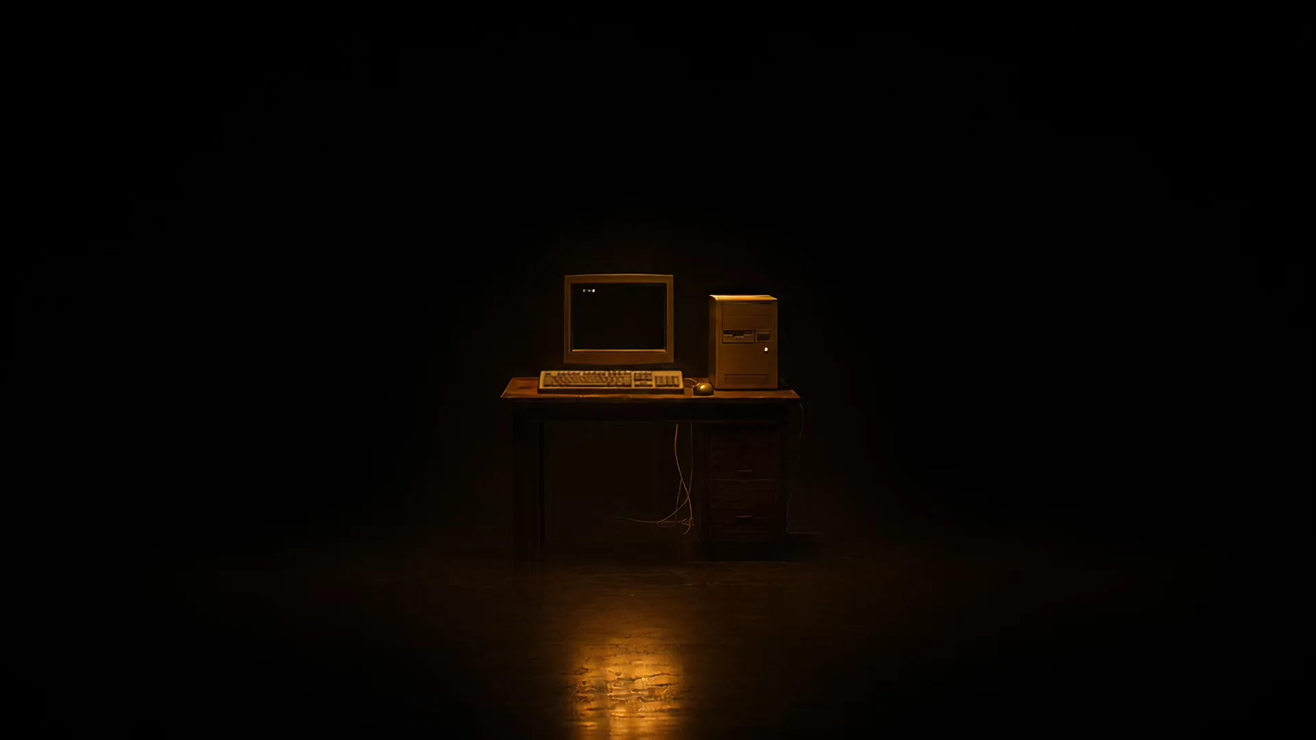 A 486 DX2 workstation glowing in the dark